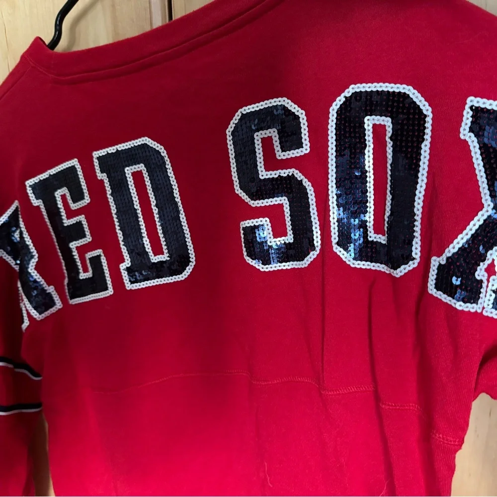 PINK Victoria's Secret Boston Red Sox Lace Up Front MLB Embellished Pull Over XS - Picture 9 of 9